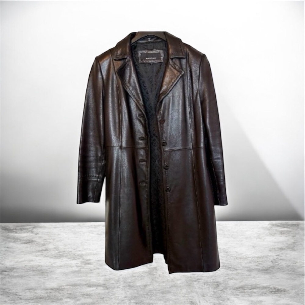 Jones New York Black Leather Trench Coat 🖤 Vintage Rare Gorgeous Soft Size Small